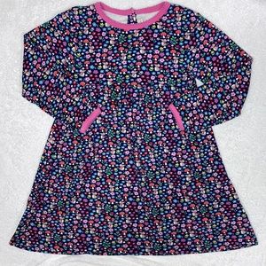 Jojo maman bebe mouse floral mushroom navy long sleeve dress 4-5 yrs